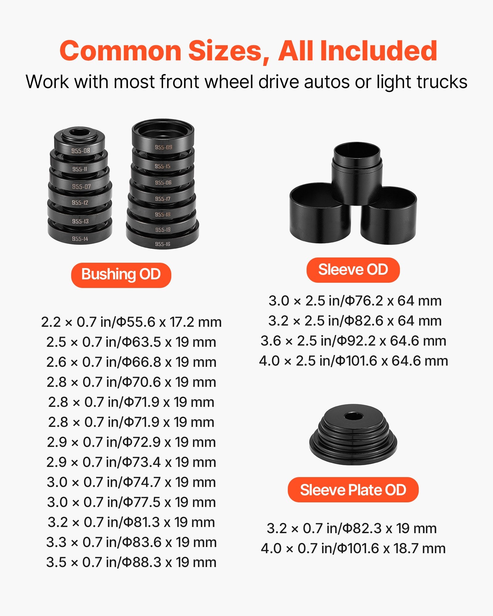 Wheel Bearing Press Kit, 23 PCS FWD Bearing Puller Tools, for Front Wheel Drive Bearing Removal and V952-QLQDZCLBQ23POOGIK001V0