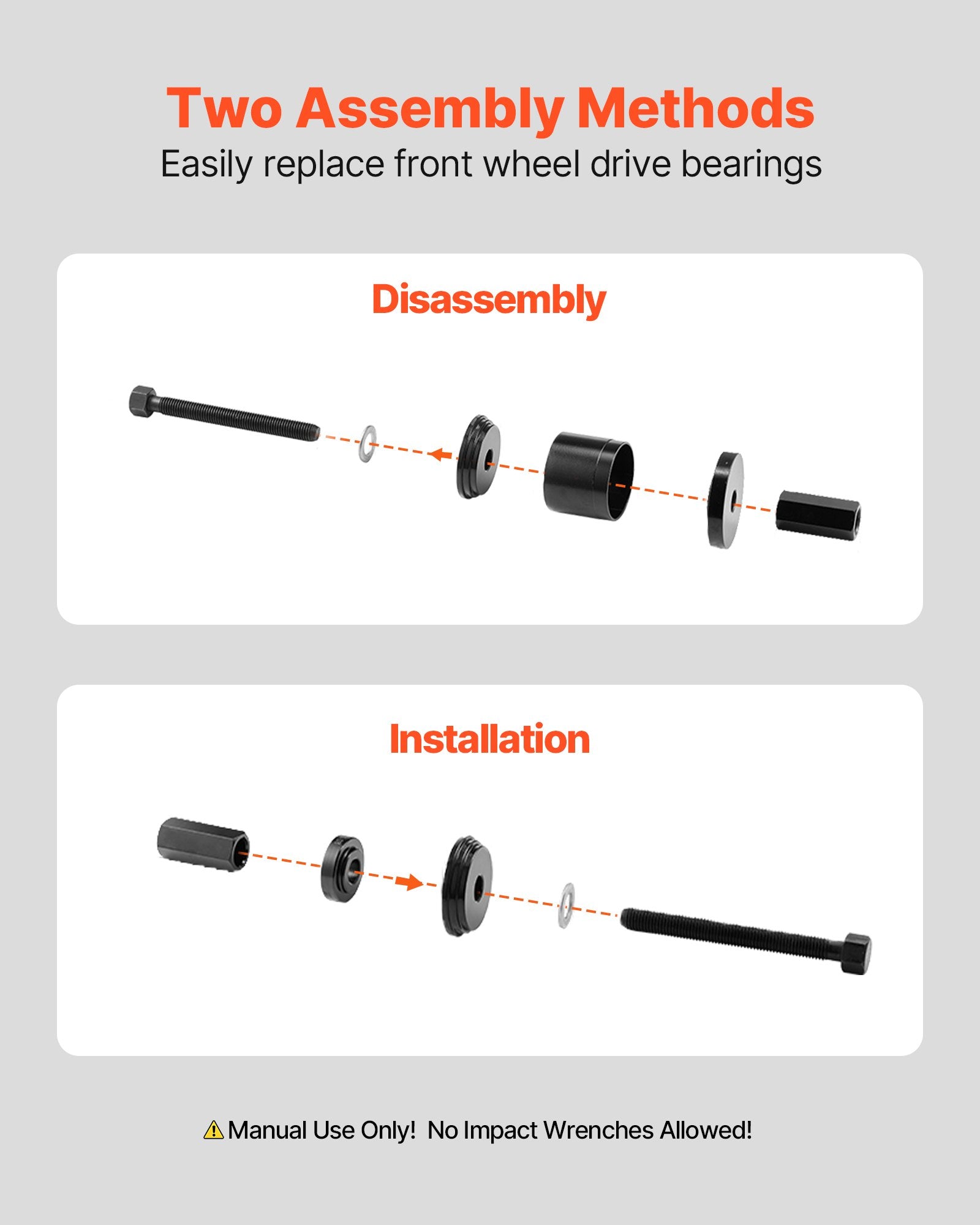 Wheel Bearing Press Kit, 23 PCS FWD Bearing Puller Tools, for Front Wheel Drive Bearing Removal and V952-QLQDZCLBQ23POOGIK001V0