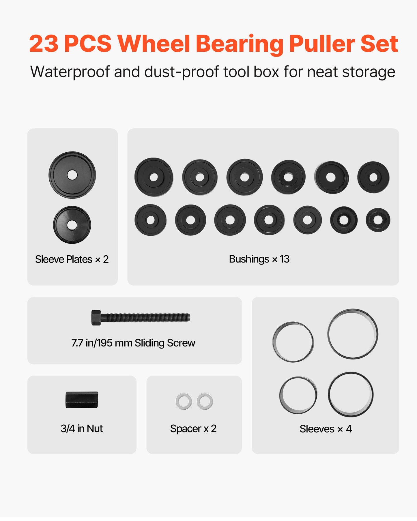 Wheel Bearing Press Kit, 23 PCS FWD Bearing Puller Tools, for Front Wheel Drive Bearing Removal and V952-QLQDZCLBQ23POOGIK001V0