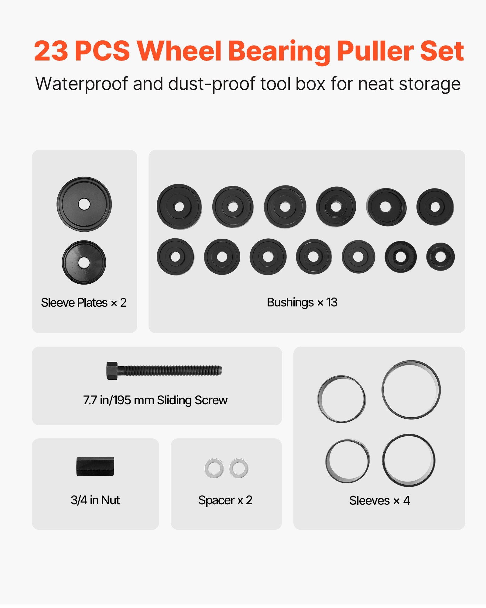 Wheel Bearing Press Kit, 23 PCS FWD Bearing Puller Tools, for Front Wheel Drive Bearing Removal and V952-QLQDZCLBQ23POOGIK001V0