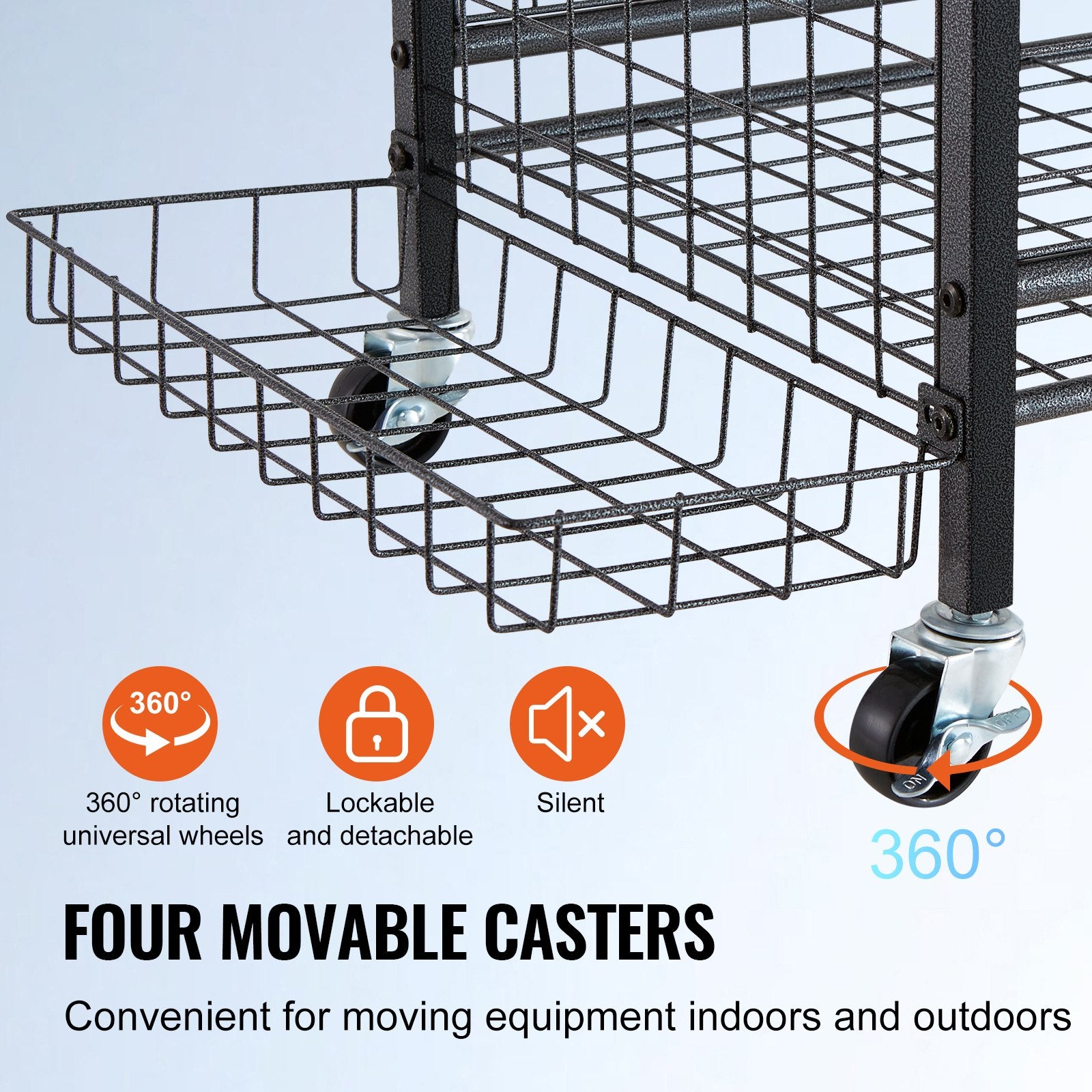 Sports Equipment Garage Organizer, Rolling Ball Storage Cart on Wheels, Basketball Rack with Baskets & Hooks, V952-QLSNJHSS4G2GUA6PTV0