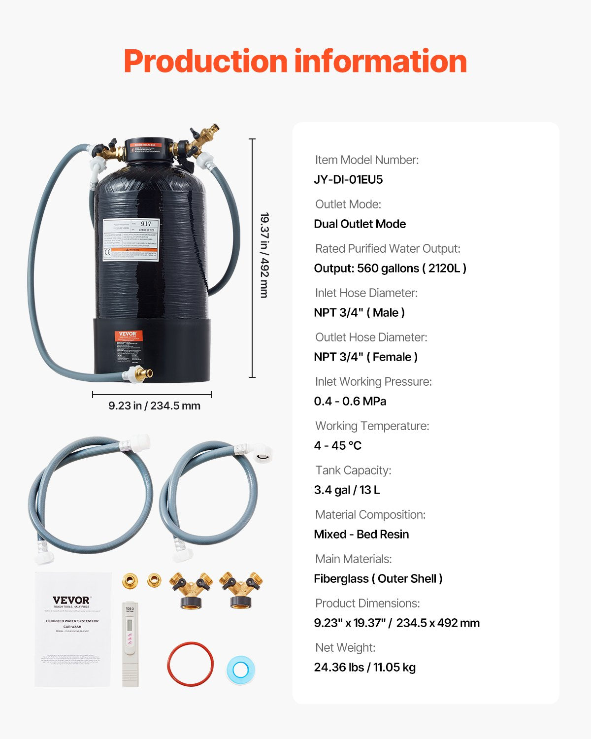 Spotless Deionized Water System Car Wash System with Handheld TDS Meter V952-QLZXCXTWTCZJ0OQIBV9