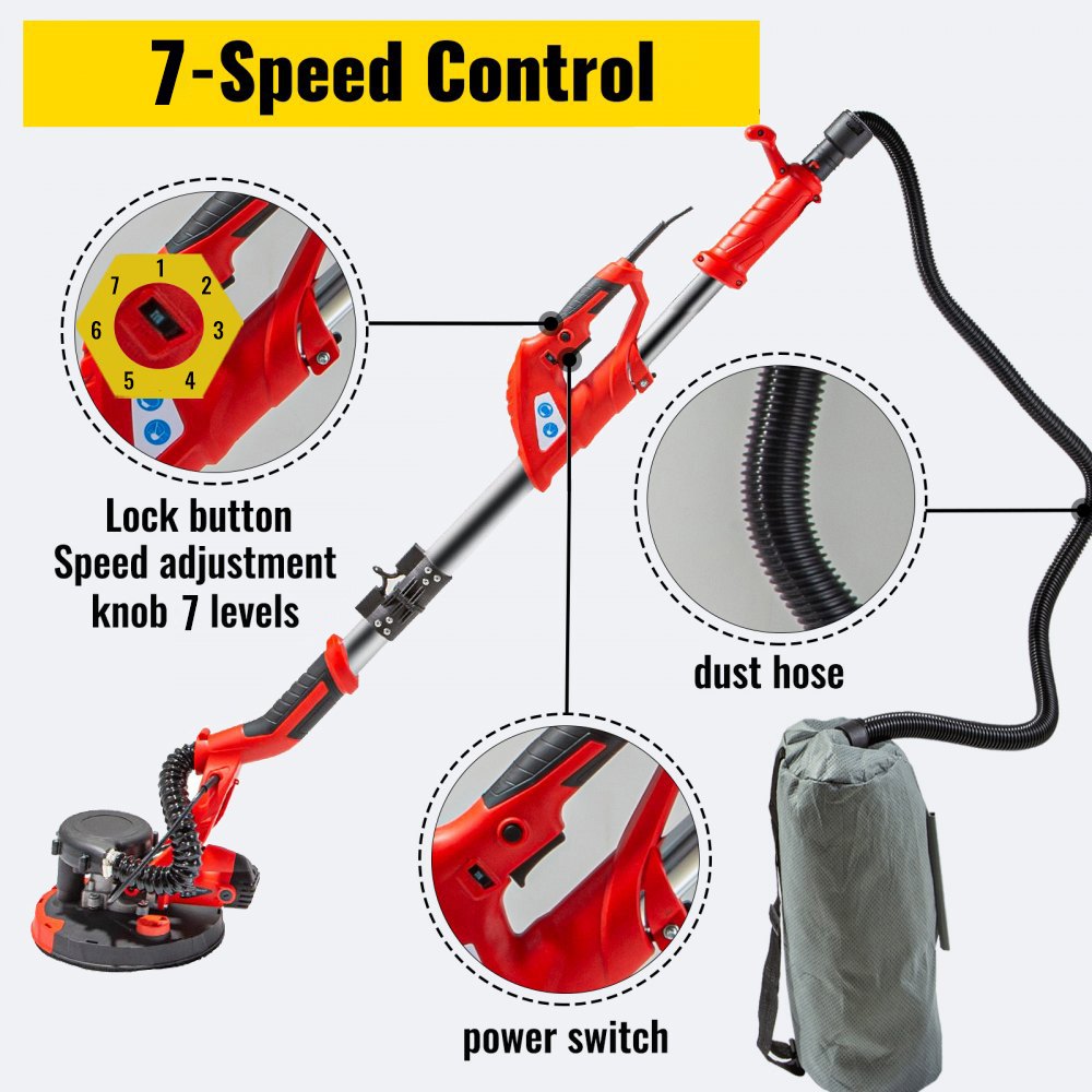 Drywall Sander 750W Electric, Electric Sander Variable Speed 800-1750RPM, Drywall Sander Foldable Sheetrock V952-QMDMJ750WZDZKD001V3