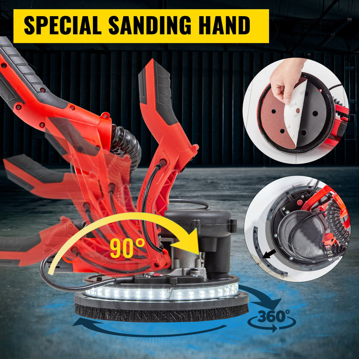Drywall Sander 750W, Electric Drywall Sander, Foldable Sheetrock Sander, with Telescope Handle, Electric V952-QMDMJ750WZDZKDDD1V3