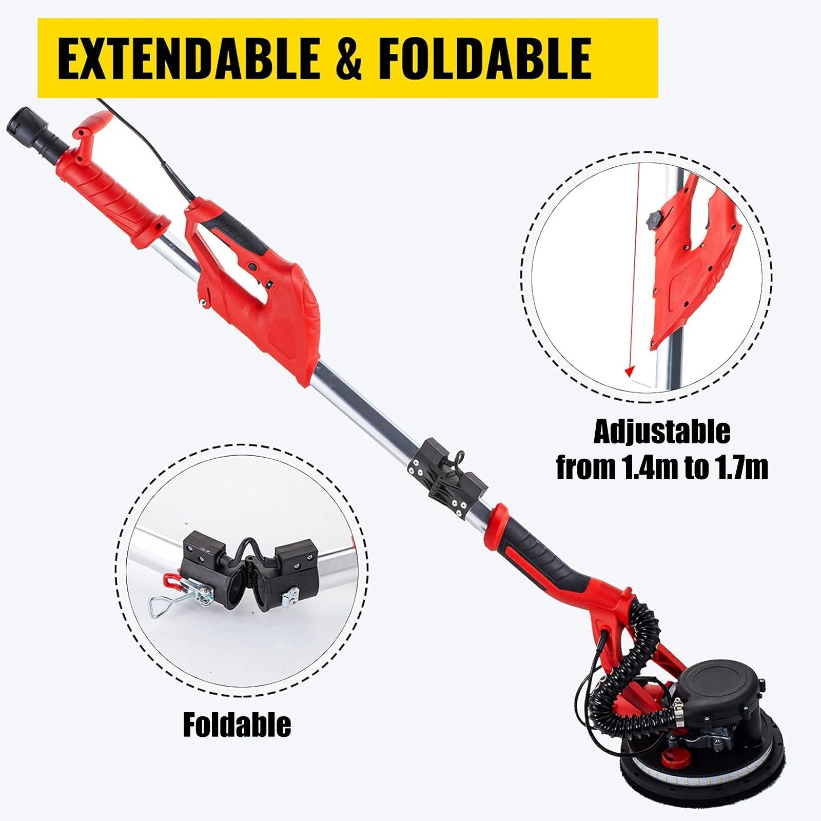 Drywall Sander 750W, Electric Drywall Sander, Foldable Sheetrock Sander, with Telescope Handle, Electric V952-QMDMJ750WZDZKDDD1V3