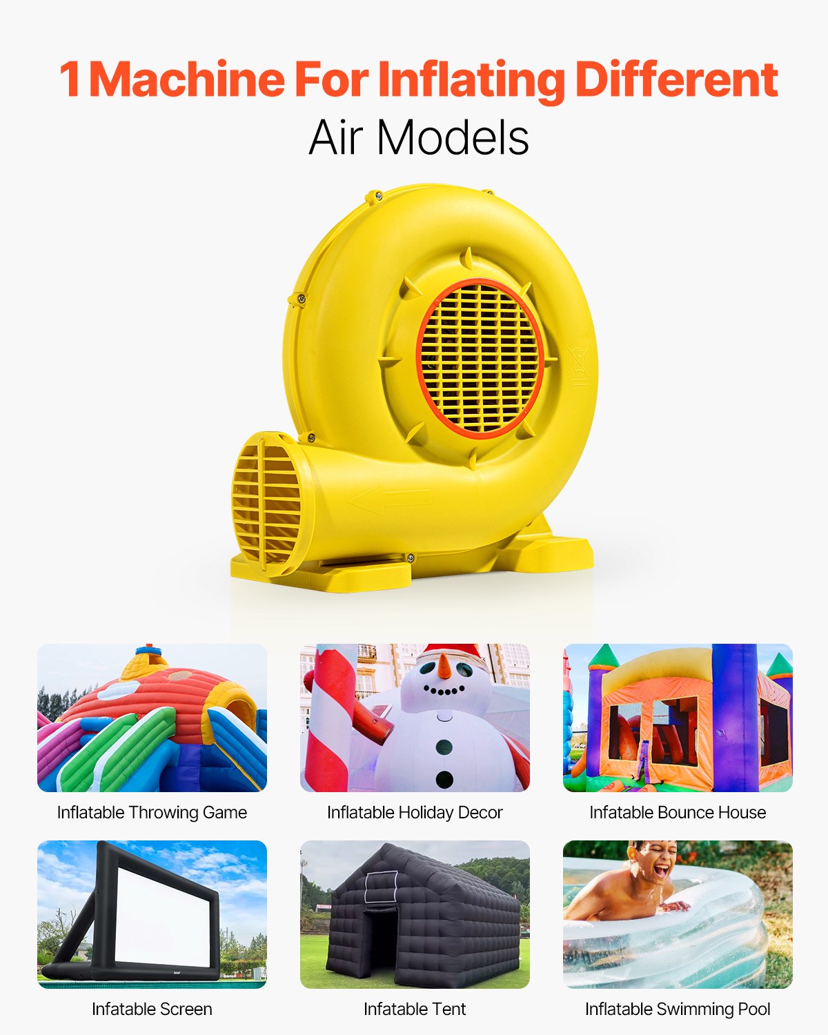 Inflatable Bounce House Blower 0.8&1HP 750W for Commercial Bounce House V952-QMFJ680W2D3M1ADWMV3
