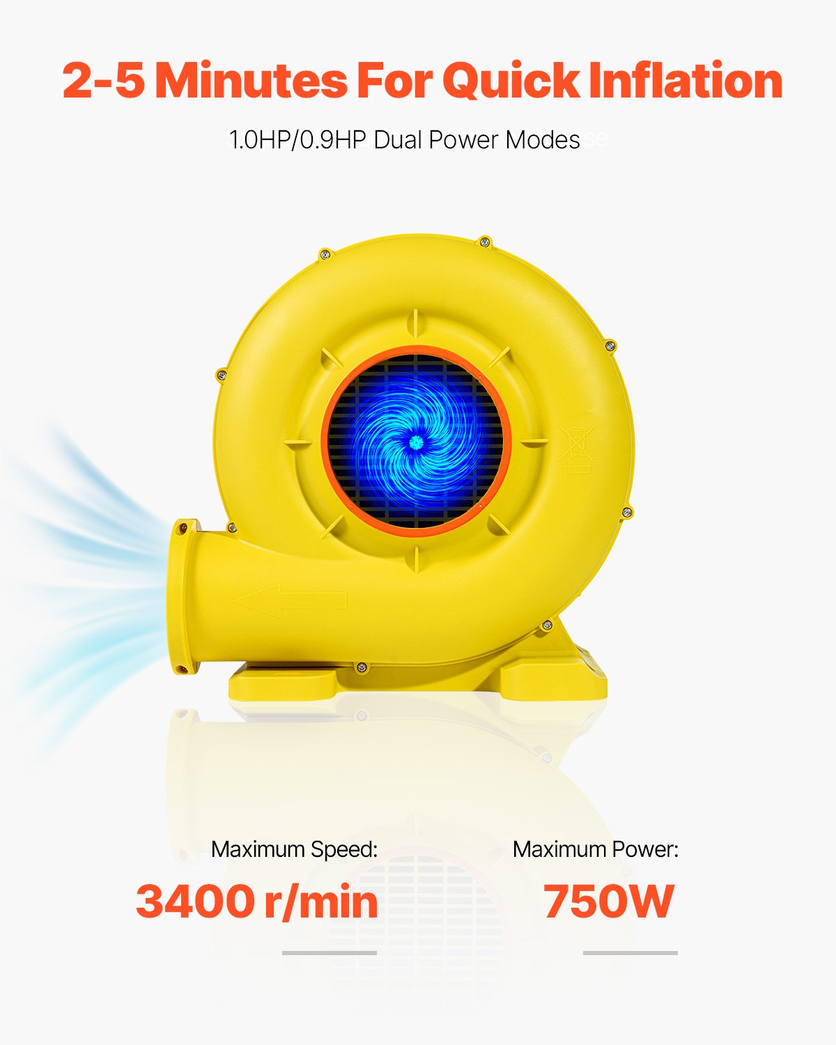 Inflatable Bounce House Blower 0.8&1HP 750W for Commercial Bounce House V952-QMFJ680W2D3M1ADWMV3