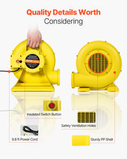 Inflatable Bounce House Blower 0.8&1HP 750W for Commercial Bounce House V952-QMFJ680W2D3M1ADWMV3