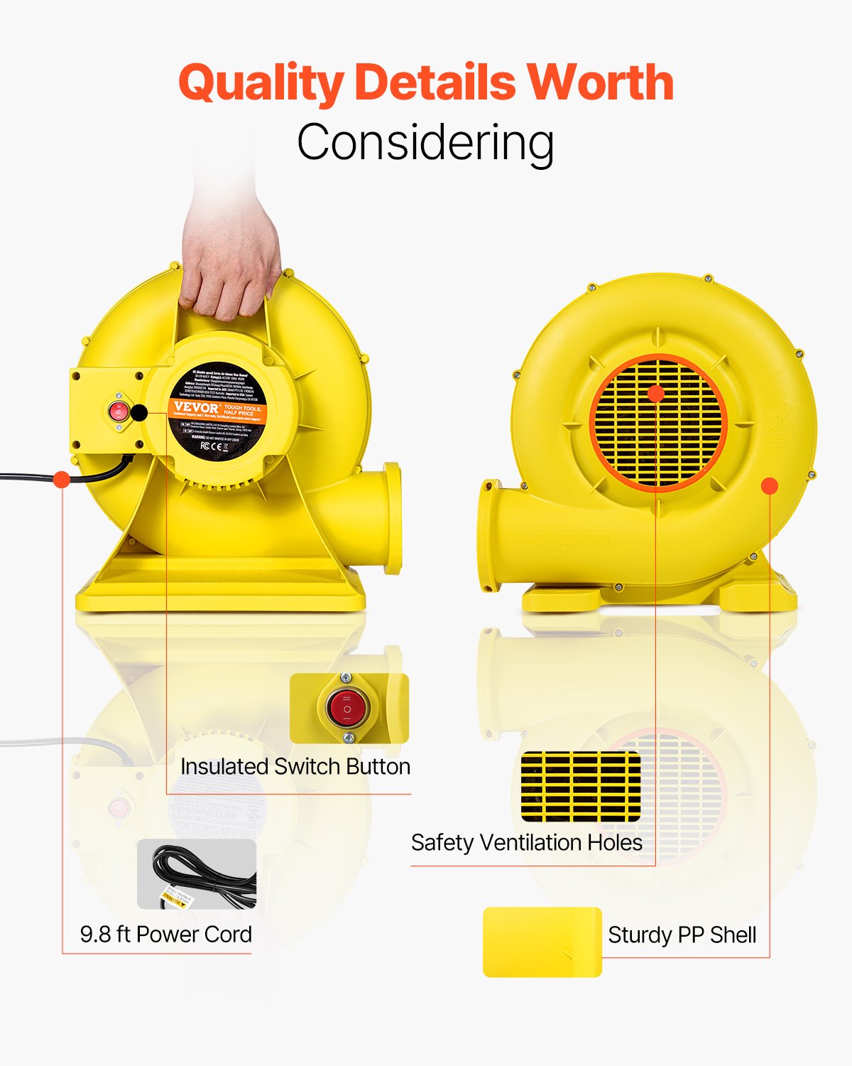 Inflatable Bounce House Blower 0.8&1HP 750W for Commercial Bounce House V952-QMFJ680W2D3M1ADWMV3