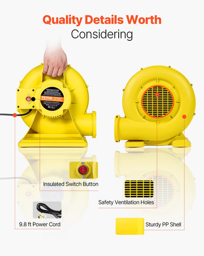 Inflatable Bounce House Blower 0.8&1HP 750W for Commercial Bounce House V952-QMFJ680W2D3M1ADWMV3
