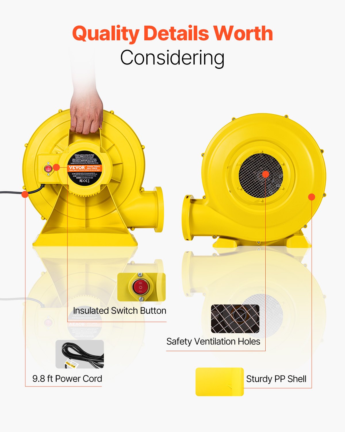 Inflatable Bounce House Blower 1.2&1.3HP 950W for Commercial Bounce House V952-QMFJ750W2D3MYVROFV3