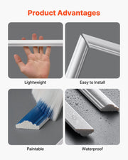 Wall Molding 12 Pack, 51 x 51 cm Wainscoting Panels Kit, Lightweight Paintable Polystyrene, Easy to Install, V952-QMSTJBYX20202NILF001V0