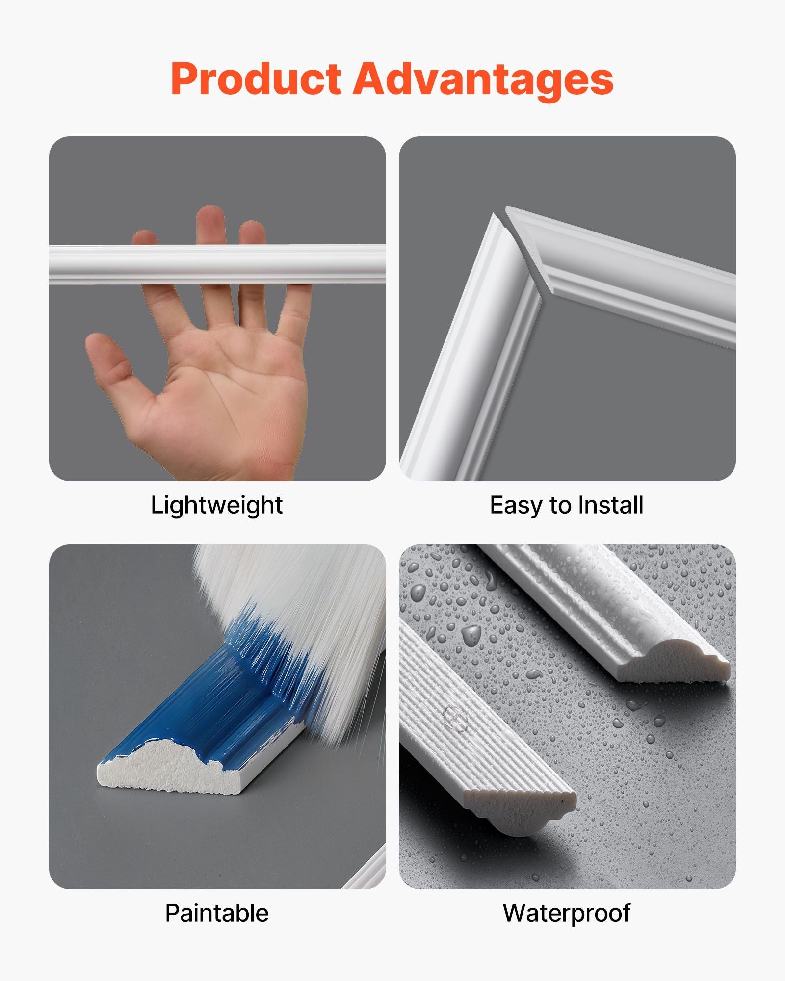 Wall Molding 12 Pack, 51 x 51 cm Wainscoting Panels Kit, Lightweight Paintable Polystyrene, Easy to Install, V952-QMSTJBYX20202NILF001V0