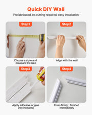 Wall Molding 12 Pack, 51 x 51 cm Wainscoting Panels Kit, Lightweight Paintable Polystyrene, Easy to Install, V952-QMSTJBYX20202NILF001V0