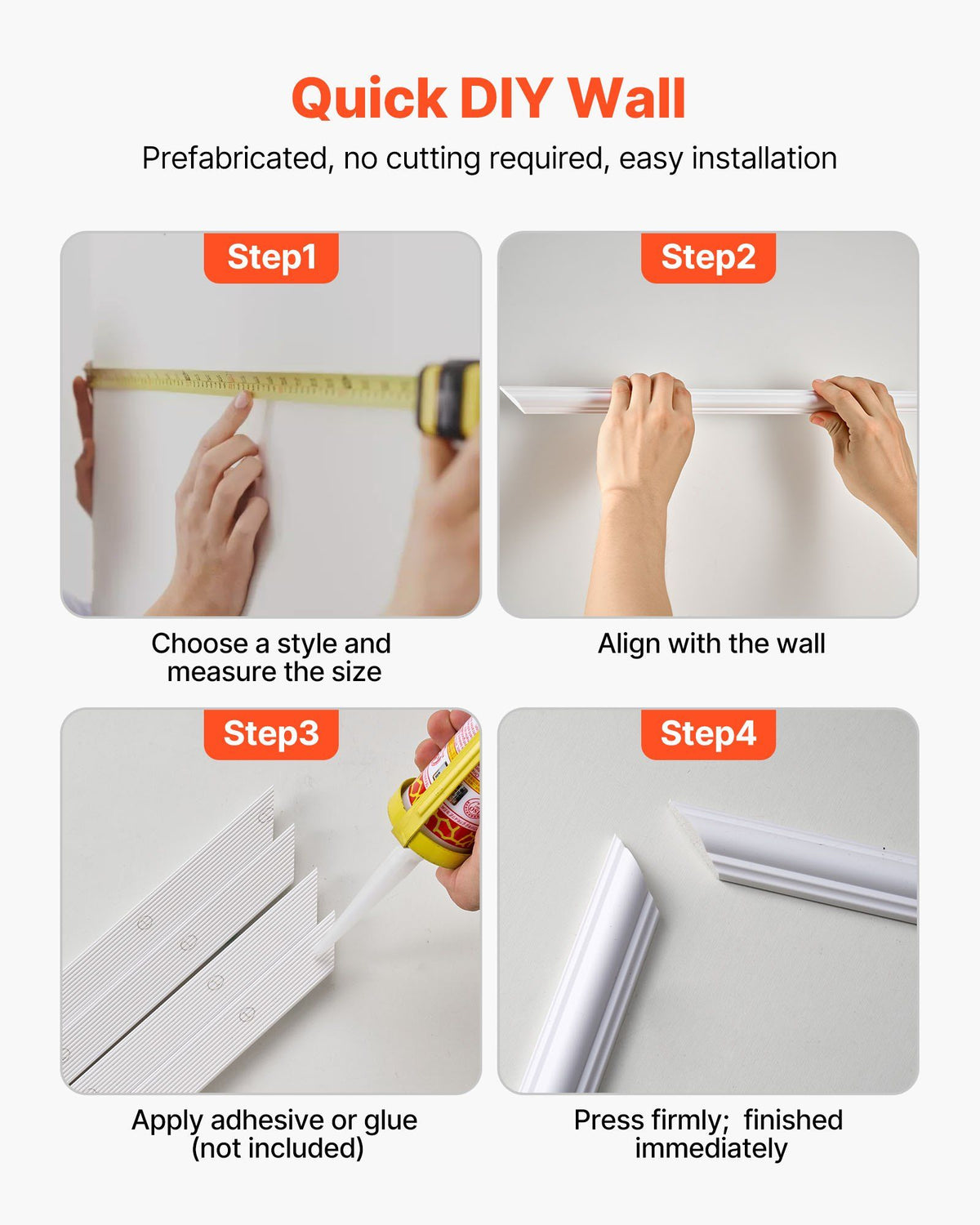 Wall Molding 12 Pack, 51 x 51 cm Wainscoting Panels Kit, Lightweight Paintable Polystyrene, Easy to Install, V952-QMSTJBYX20202NILF001V0