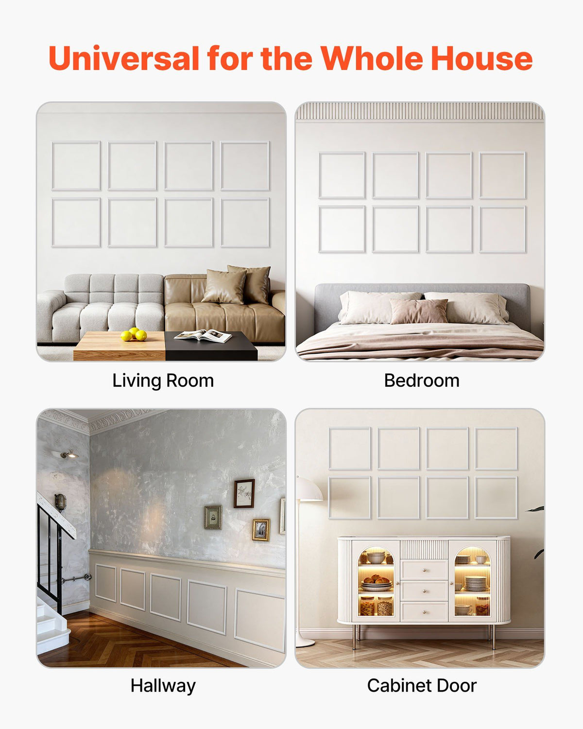 Wall Molding 12 Pack, 51 x 51 cm Wainscoting Panels Kit, Lightweight Paintable Polystyrene, Easy to Install, V952-QMSTJBYX20202NILF001V0