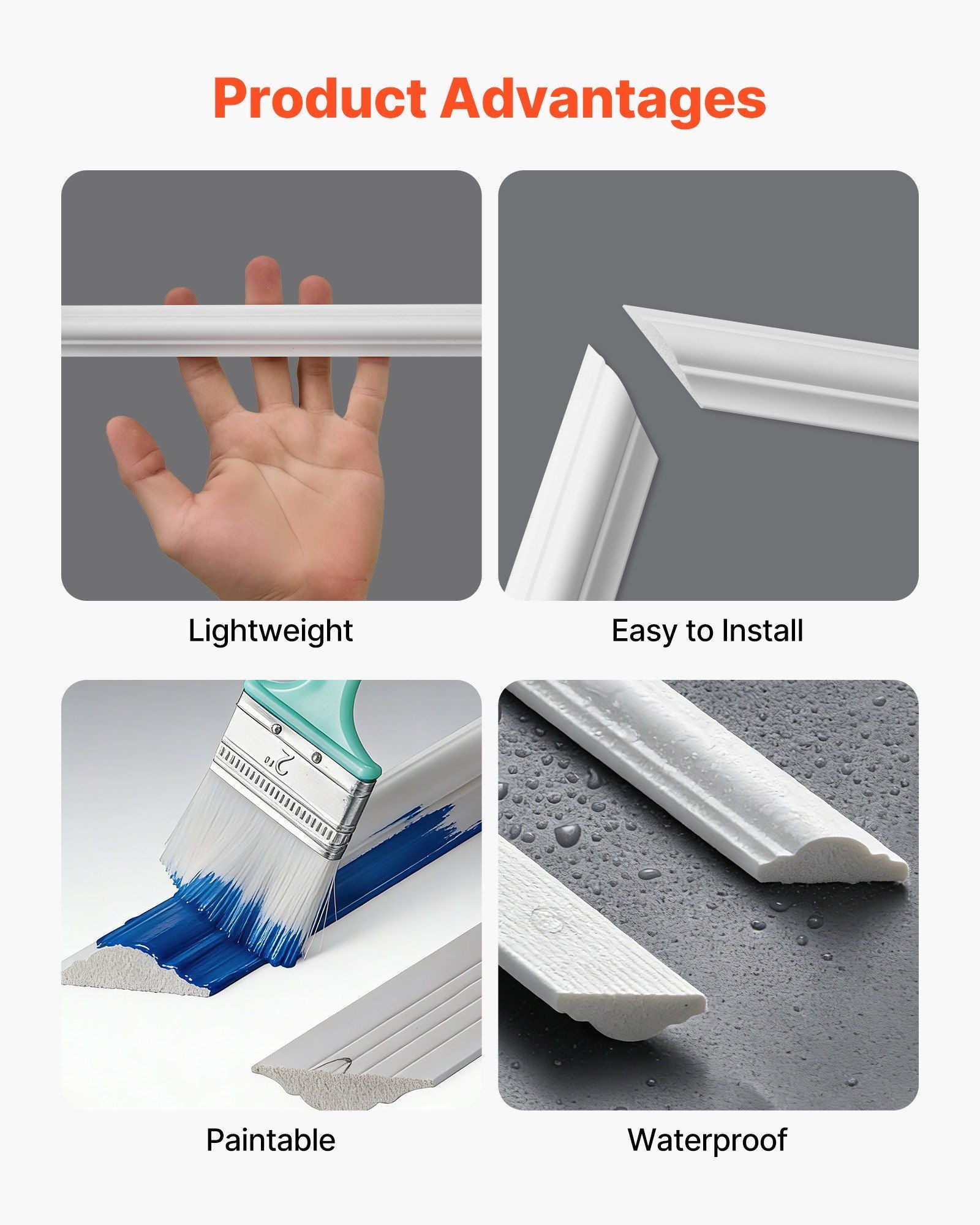 Wall Molding 3 Pack, Wainscoting Panels Kit, Lightweight Paintable Polystyrene, Easy to Install Accent Wall V952-QMSTJBYX2X1D4KCQL001V0