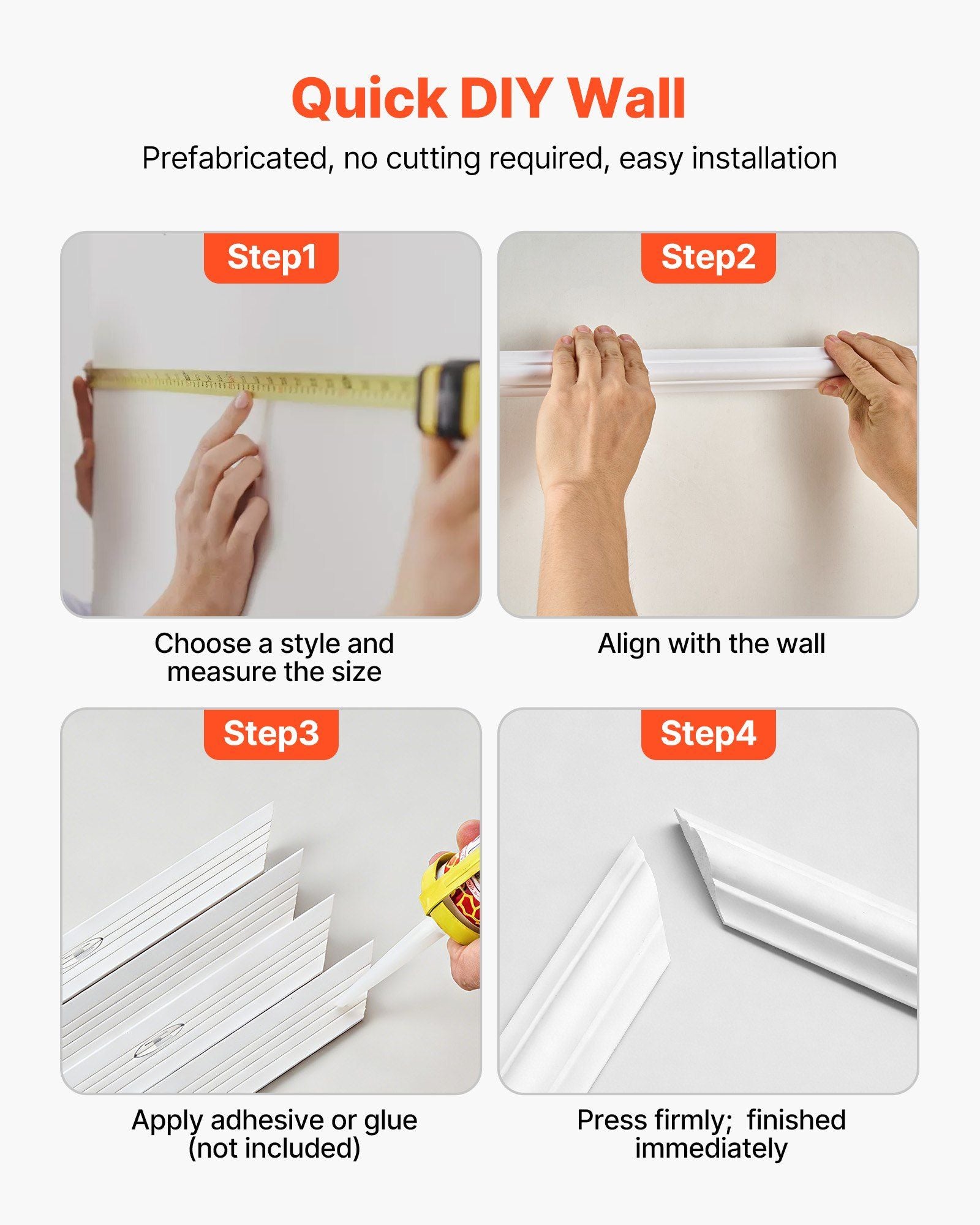 Wall Molding 3 Pack, Wainscoting Panels Kit, Lightweight Paintable Polystyrene, Easy to Install Accent Wall V952-QMSTJBYX2X1D4KCQL001V0