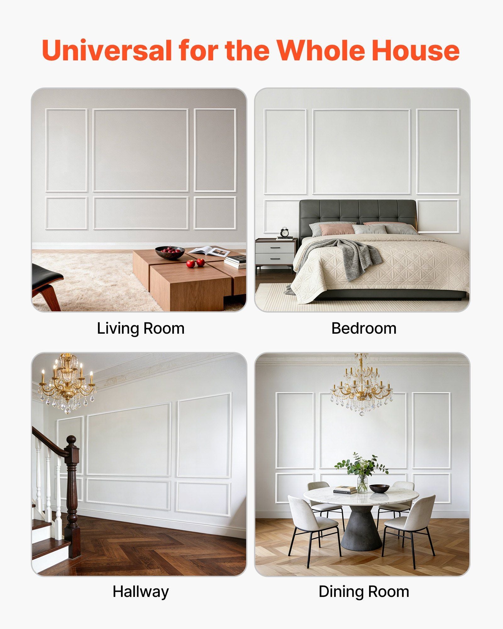 Wall Molding 3 Pack, Wainscoting Panels Kit, Lightweight Paintable Polystyrene, Easy to Install Accent Wall V952-QMSTJBYX2X1D4KCQL001V0