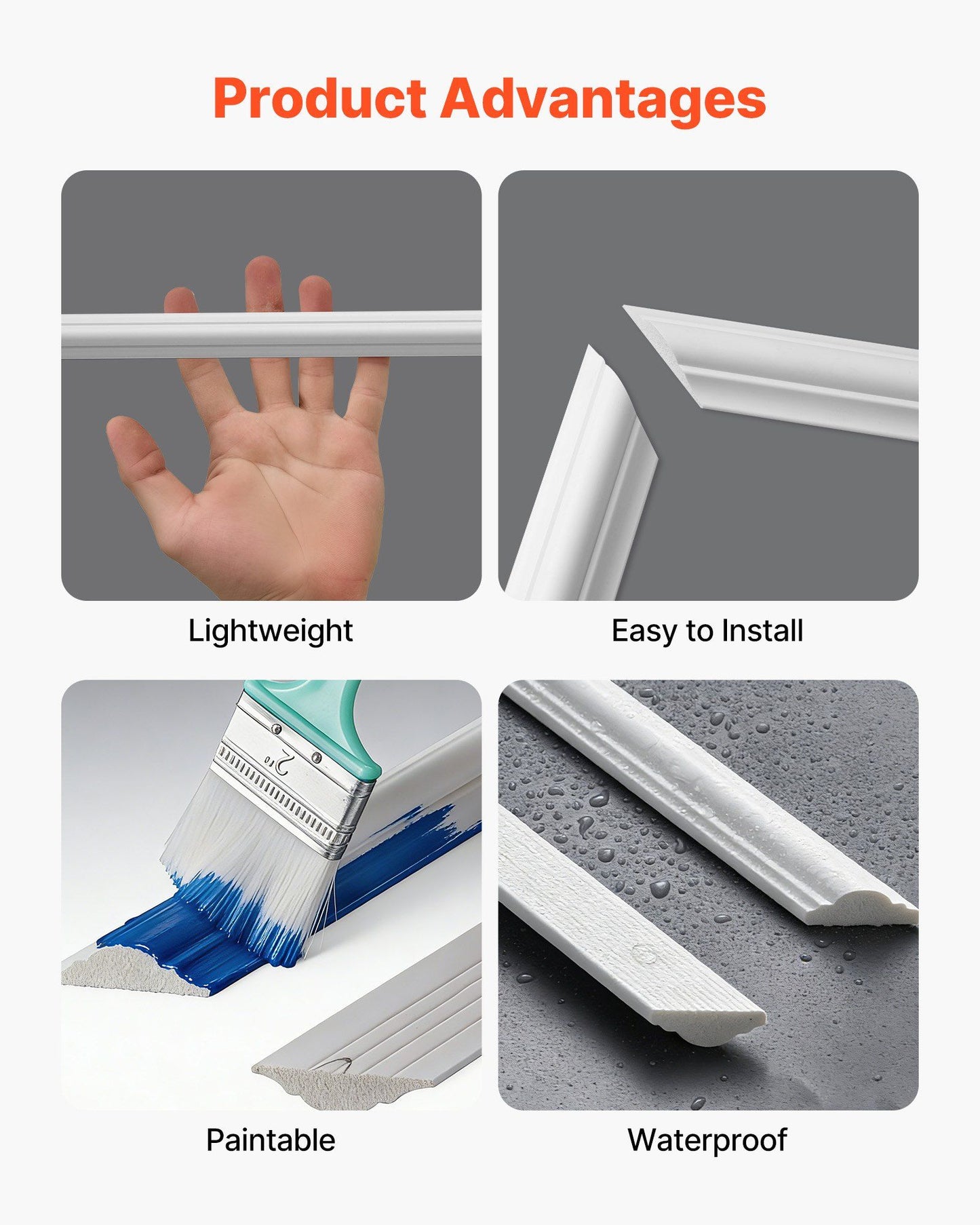 Wall Molding 3 Pack, Wainscoting Panels Kit, Lightweight Paintable Polystyrene, Easy to Install Accent Wall V952-QMSTJBYX2X1D7ZEYY001V0