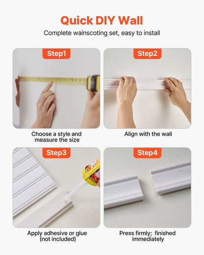 Wall Molding Kit, Wainscoting Panels, Lightweight Paintable Polystyrene, Easy to Install, Wide & Narrow V952-QMSTJBYXSB77R53XW001V0
