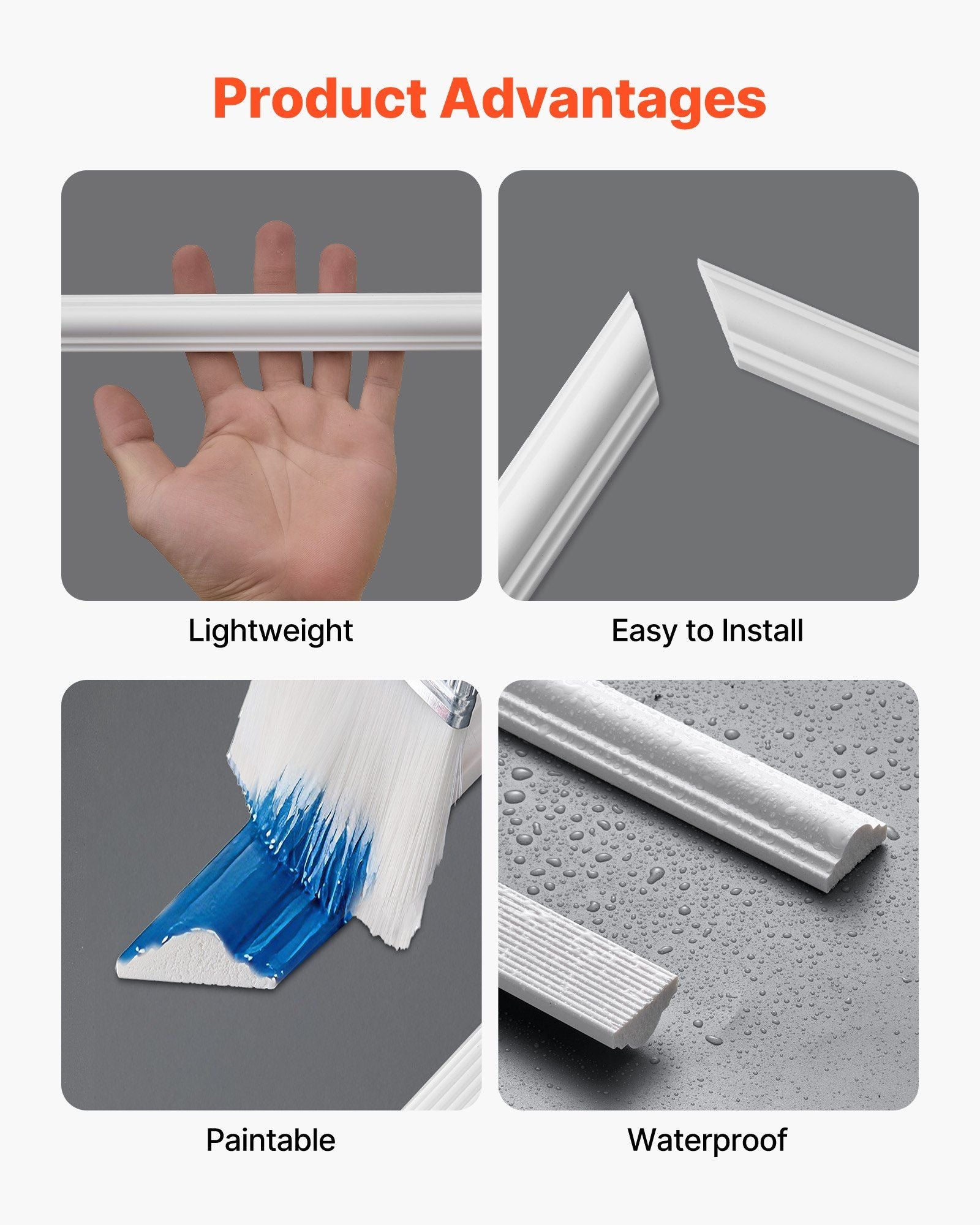 Wall Molding 3 Pack, Wainscoting Panels Kit, Lightweight Paintable Polystyrene, Easy to Install, Waterproof V952-QMSTJBYXTGGZEWL4Q001V0