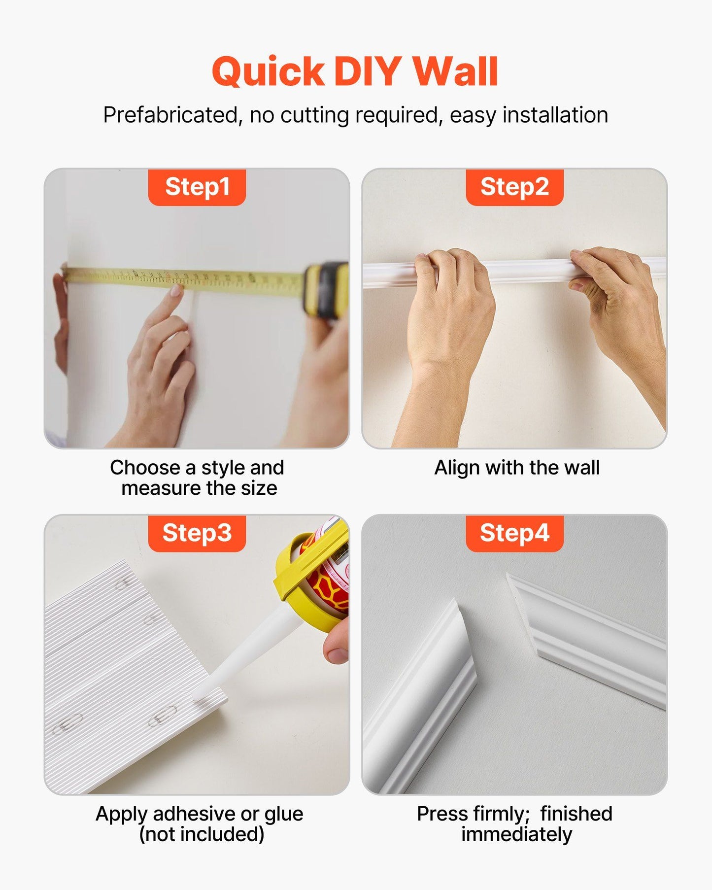 Wall Molding 3 Pack, Wainscoting Panels Kit, Lightweight Paintable Polystyrene, Easy to Install, Waterproof V952-QMSTJBYXTGGZEWL4Q001V0