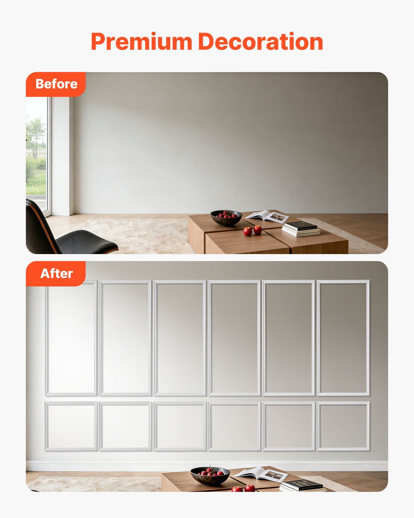 Wall Molding 6 Pack, Wainscoting Panels Kit, Lightweight Paintable Polystyrene, Easy to Install, Waterproof V952-QMSTJBYXTGGZR3GIF001V0