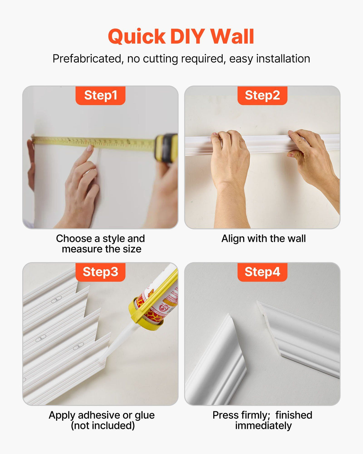 Wall Molding 6 Pack, Wainscoting Panels Kit, Lightweight Paintable Polystyrene, Easy to Install, Waterproof V952-QMSTJBYXTGGZR3GIF001V0