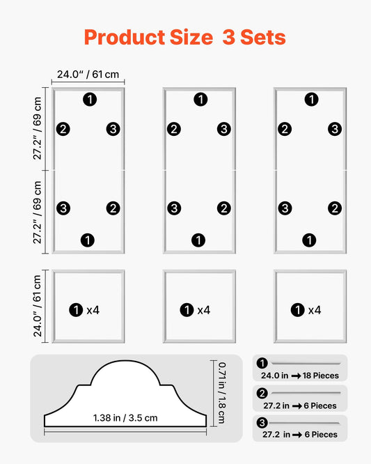 Wall Molding 3 Pack, Wainscoting Panels Kit, Lightweight Paintable Polystyrene, Easy to Install, Waterproof V952-QMSTJBYXTGGZTSDCK001V0