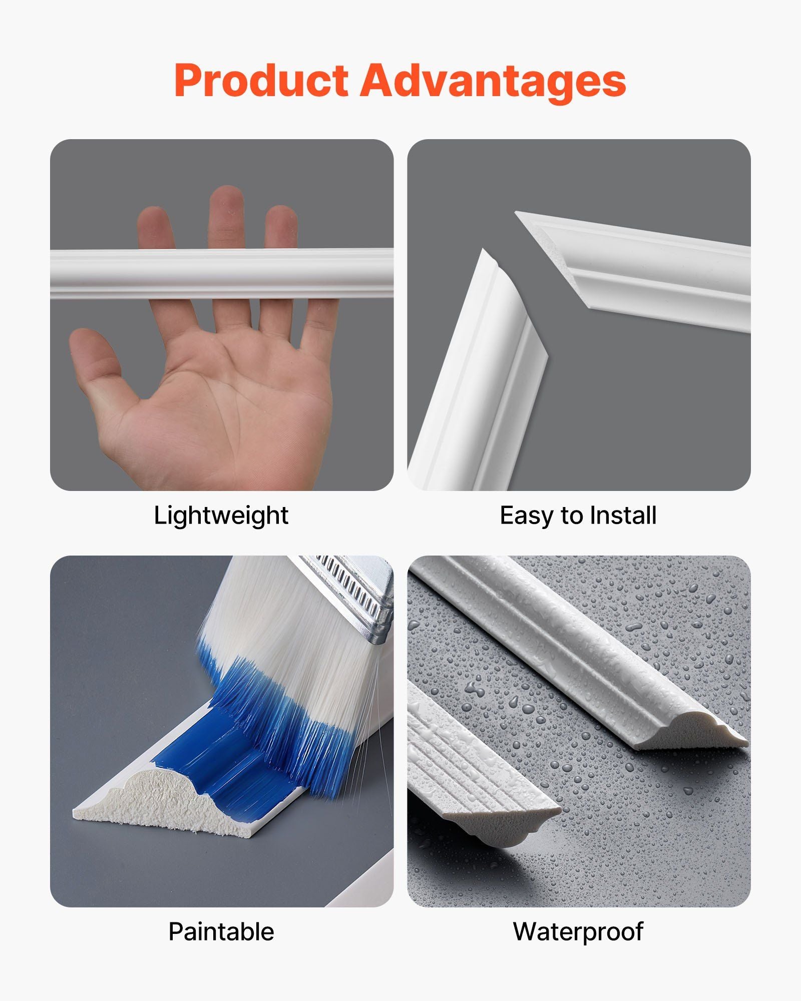 Wall Molding 3 Pack, Wainscoting Panels Kit, Lightweight Paintable Polystyrene, Easy to Install, Waterproof V952-QMSTJBYXTGGZTSDCK001V0
