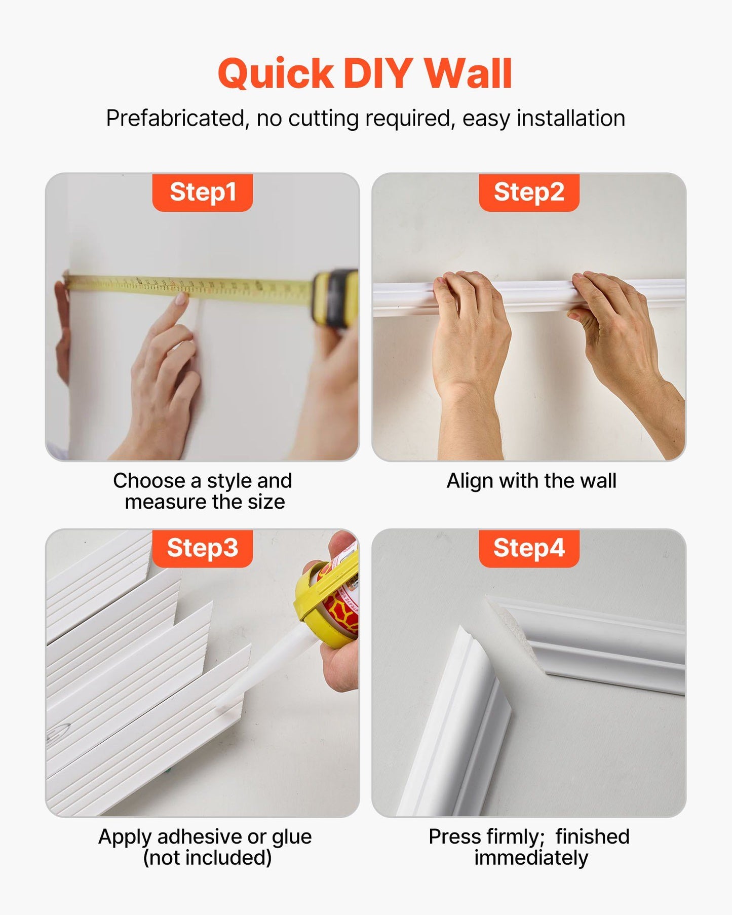 Wall Molding 3 Pack, Wainscoting Panels Kit, Lightweight Paintable Polystyrene, Easy to Install, Waterproof V952-QMSTJBYXTGGZTSDCK001V0