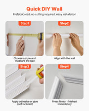 Wall Molding 3 Pack, Wainscoting Panels Kit, Lightweight Paintable Polystyrene, Easy to Install, Waterproof V952-QMSTJBYXTGGZTSDCK001V0