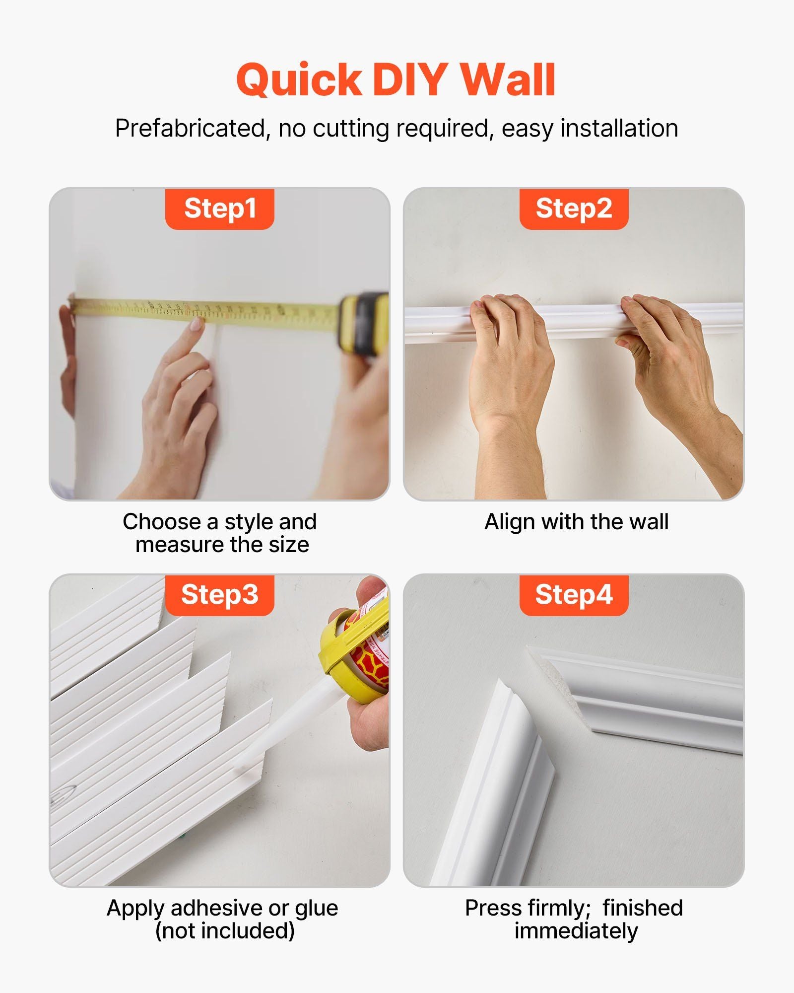 Wall Molding 3 Pack, Wainscoting Panels Kit, Lightweight Paintable Polystyrene, Easy to Install, Waterproof V952-QMSTJBYXTGGZTSDCK001V0
