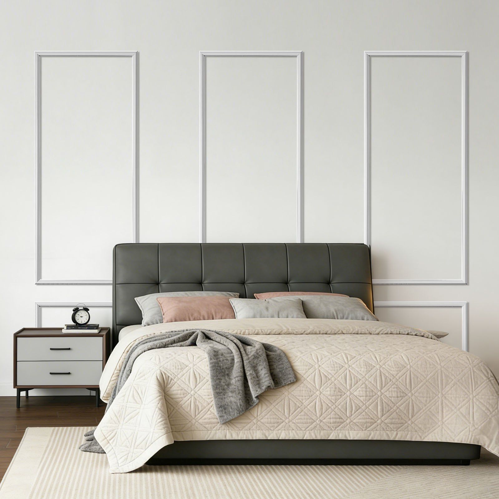 Wall Molding 3 Pack, Wainscoting Panels Kit, Lightweight Paintable Polystyrene, Easy to Install, Waterproof V952-QMSTJBYXTGGZTSDCK001V0