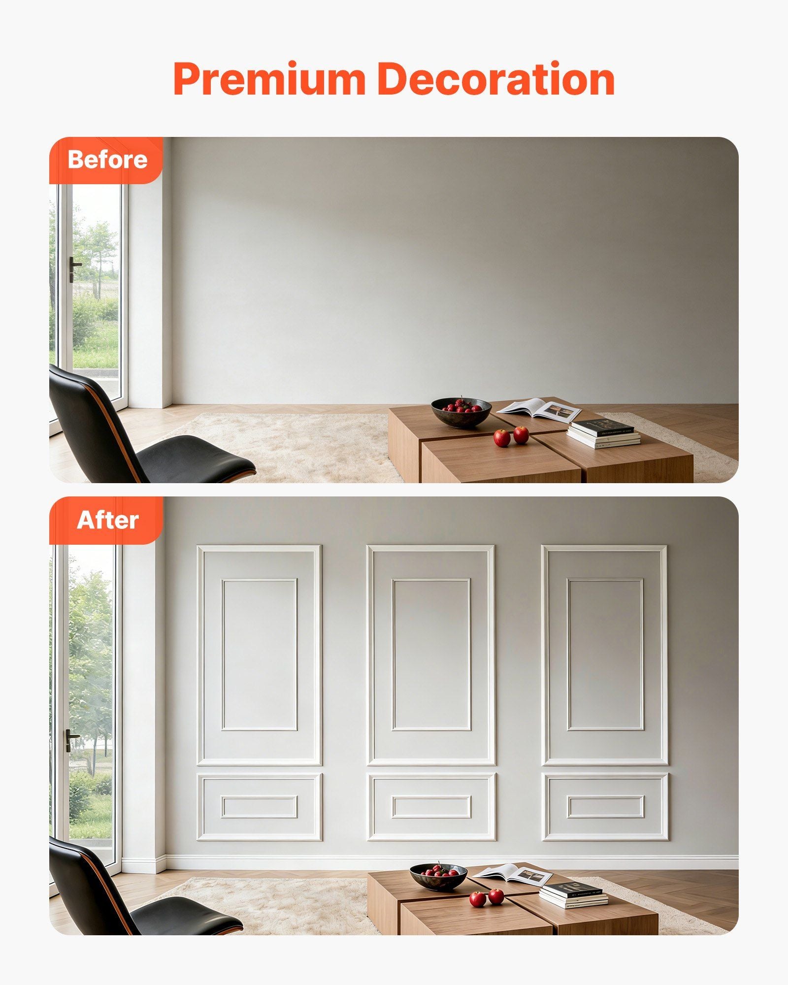 Wall Molding 3 Pack, Wainscoting Panels Kit with Dual-Line Wide & Narrow Profile, Lightweight Paintable V952-QMSTJBYXWS319E0MN001V0