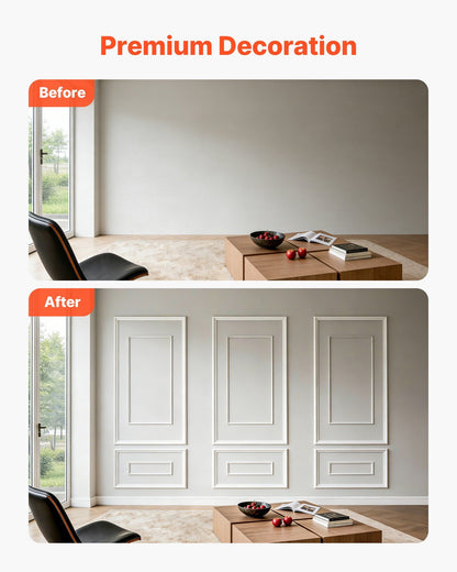 Wall Molding 3 Pack, Wainscoting Panels Kit with Dual-Line Wide & Narrow Profile, Lightweight Paintable V952-QMSTJBYXWS319E0MN001V0