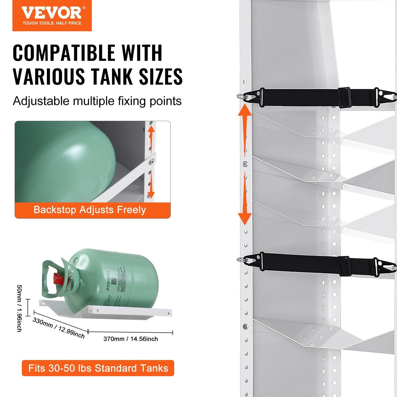 Refrigerant Tank Rack, with 3 x 30-50lb Bottle Tanks, Cylinder Tank Rack 372 x 355 x 1170mm, Refrigerant V952-QPCFJ13INCH1FNYLJV0