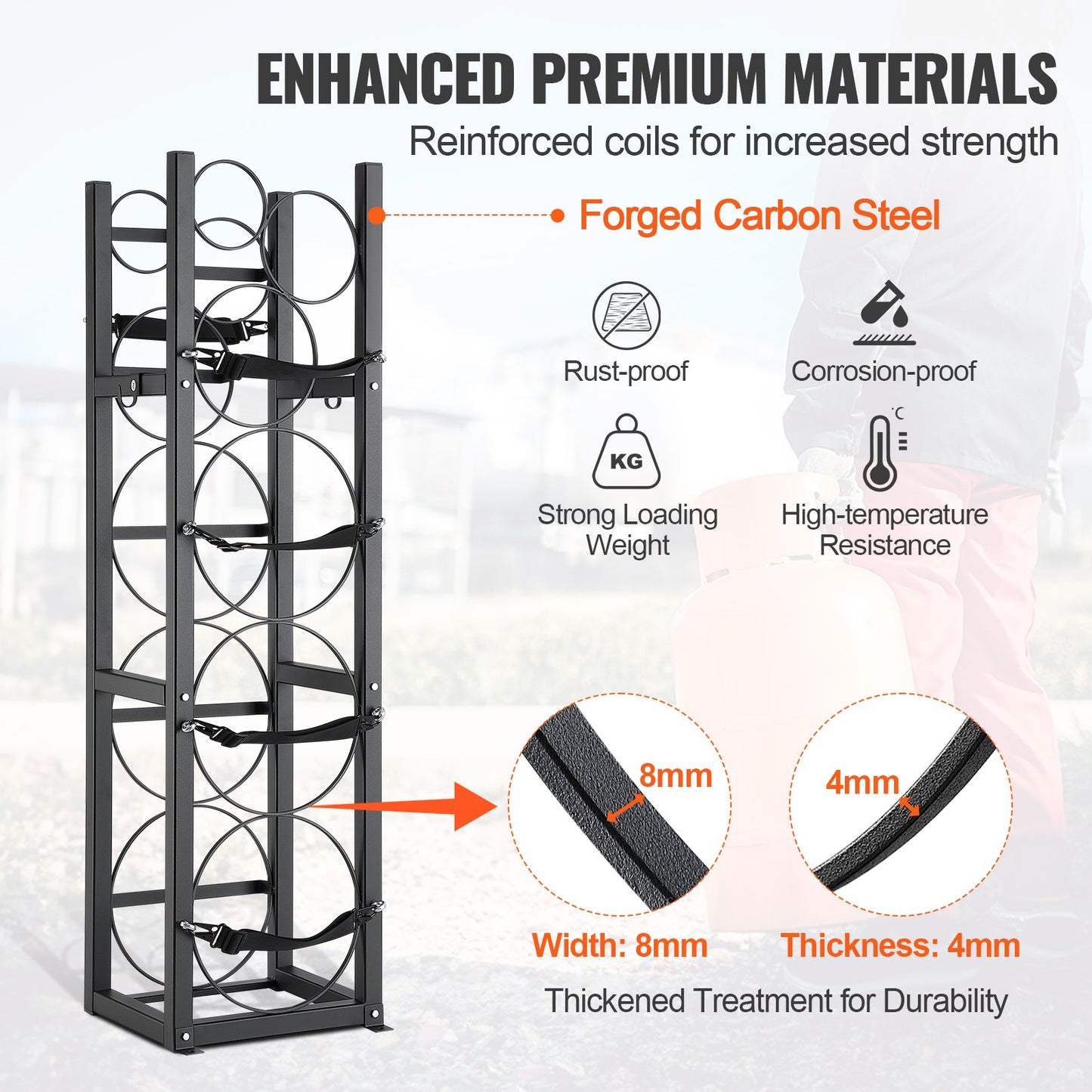 Refrigerant Tank Rack, with 3 x 30lbs and Other 3 Small Bottle Tanks, Cylinder Tank Rack 12.79x12.99x47.12 V952-QPCFJ305MM283UO4CV0