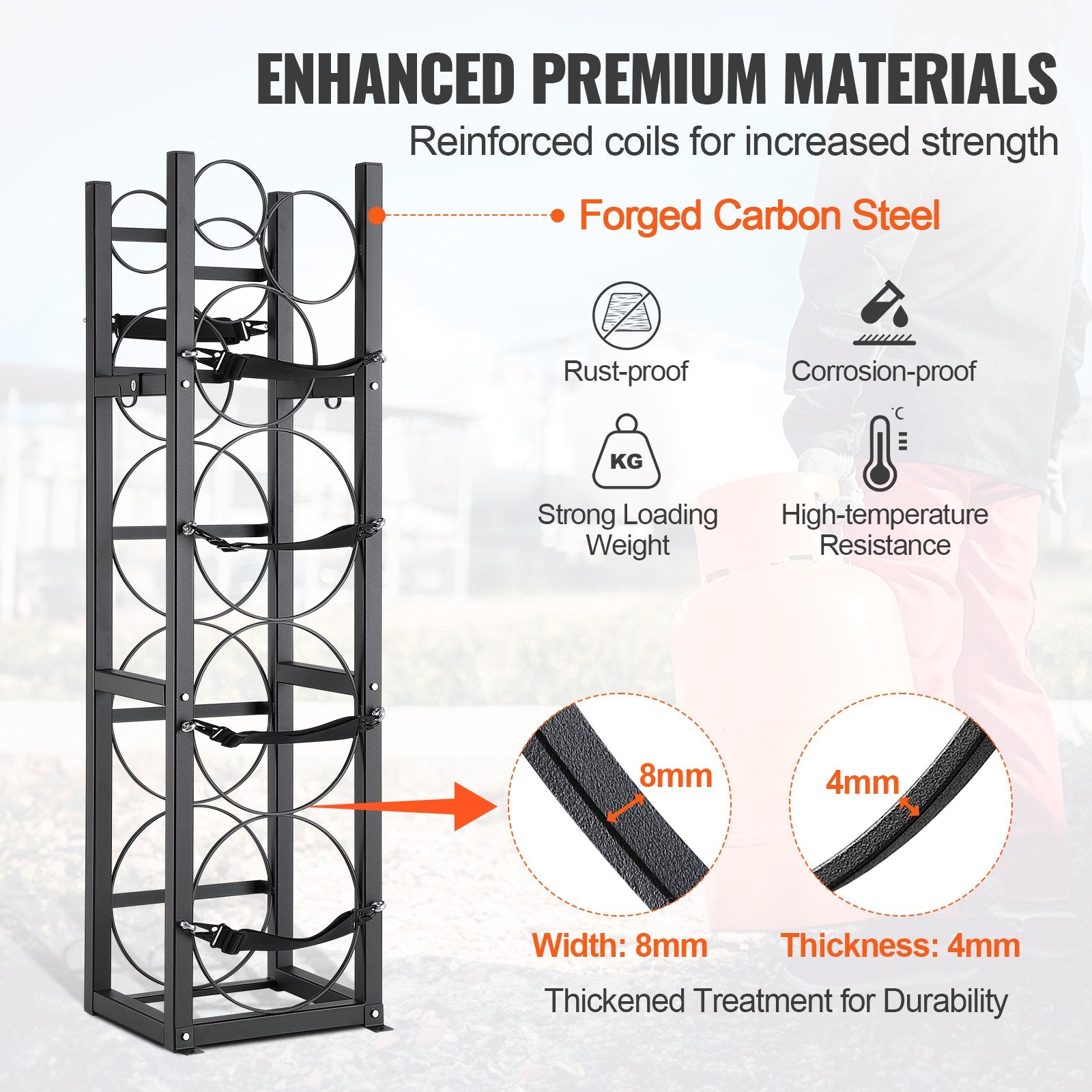 Refrigerant Tank Rack, with 3 x 30lbs and Other 3 Small Bottle Tanks, Cylinder Tank Rack 12.79x12.99x47.12 V952-QPCFJ305MM283UO4CV0