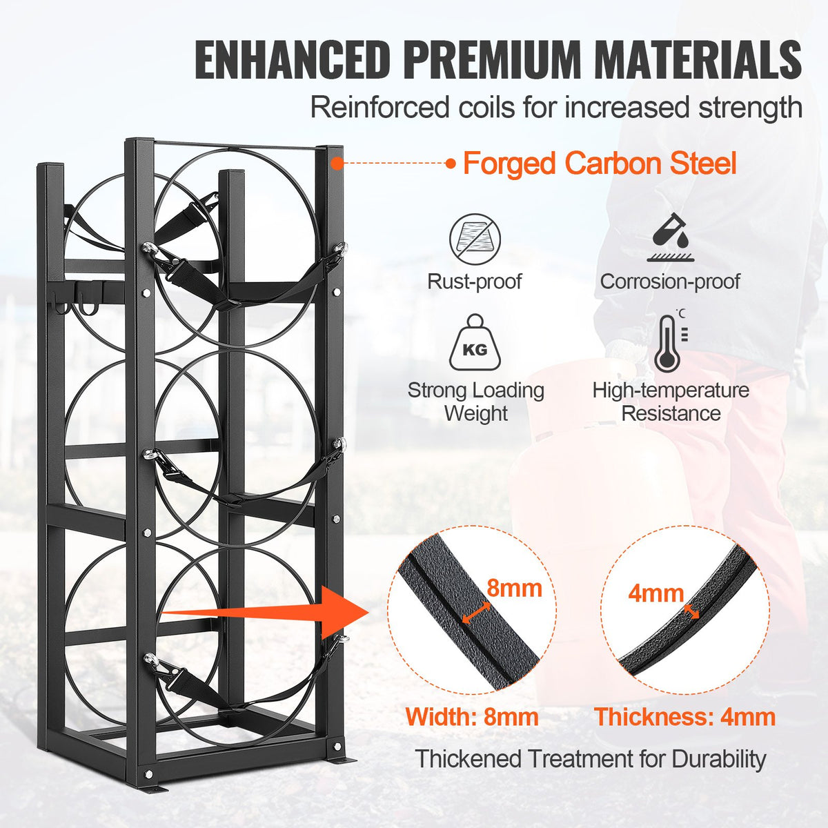 Refrigerant Tank Rack, with 3 x 30lbs Bottle Tanks, Cylinder Tank Rack 12.79x12.99x33.07 in, Refrigerant V952-QPCFJ305MM28PV5A6V0