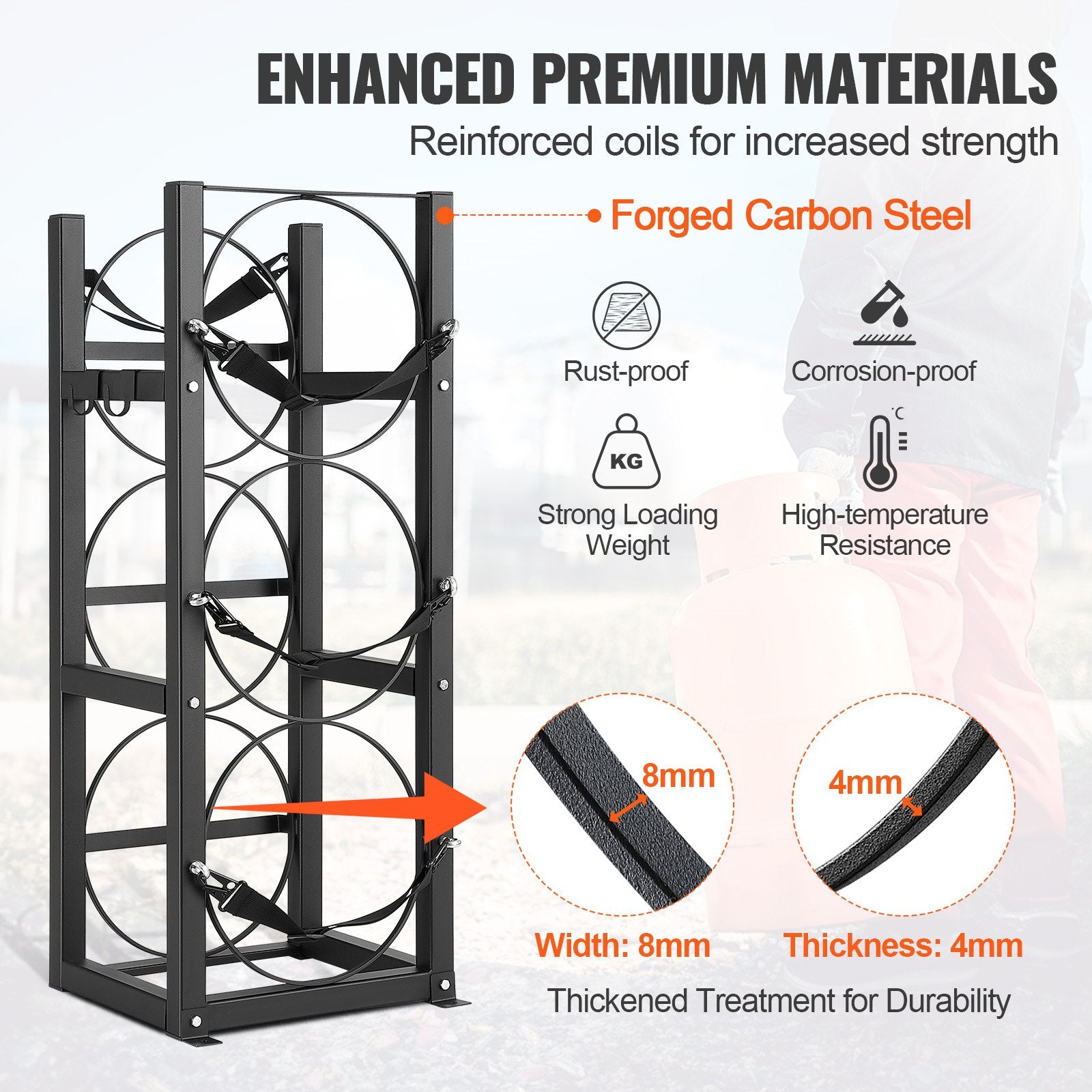 Refrigerant Tank Rack, with 3 x 30lbs Bottle Tanks, Cylinder Tank Rack 12.79x12.99x33.07 in, Refrigerant V952-QPCFJ305MM28PV5A6V0