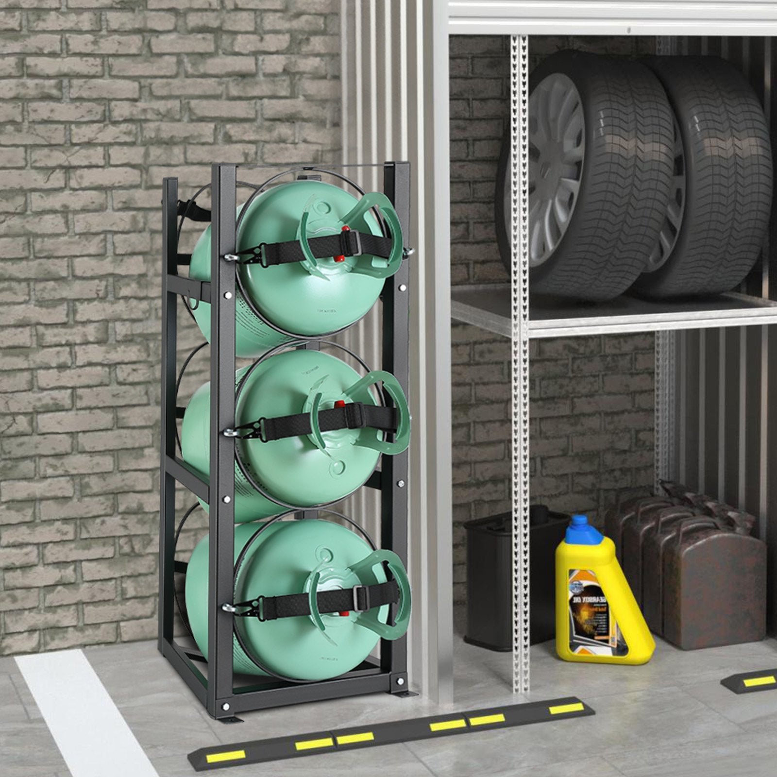 Refrigerant Tank Rack, with 3 x 30lbs Bottle Tanks, Cylinder Tank Rack 12.79x12.99x33.07 in, Refrigerant V952-QPCFJ305MM28PV5A6V0