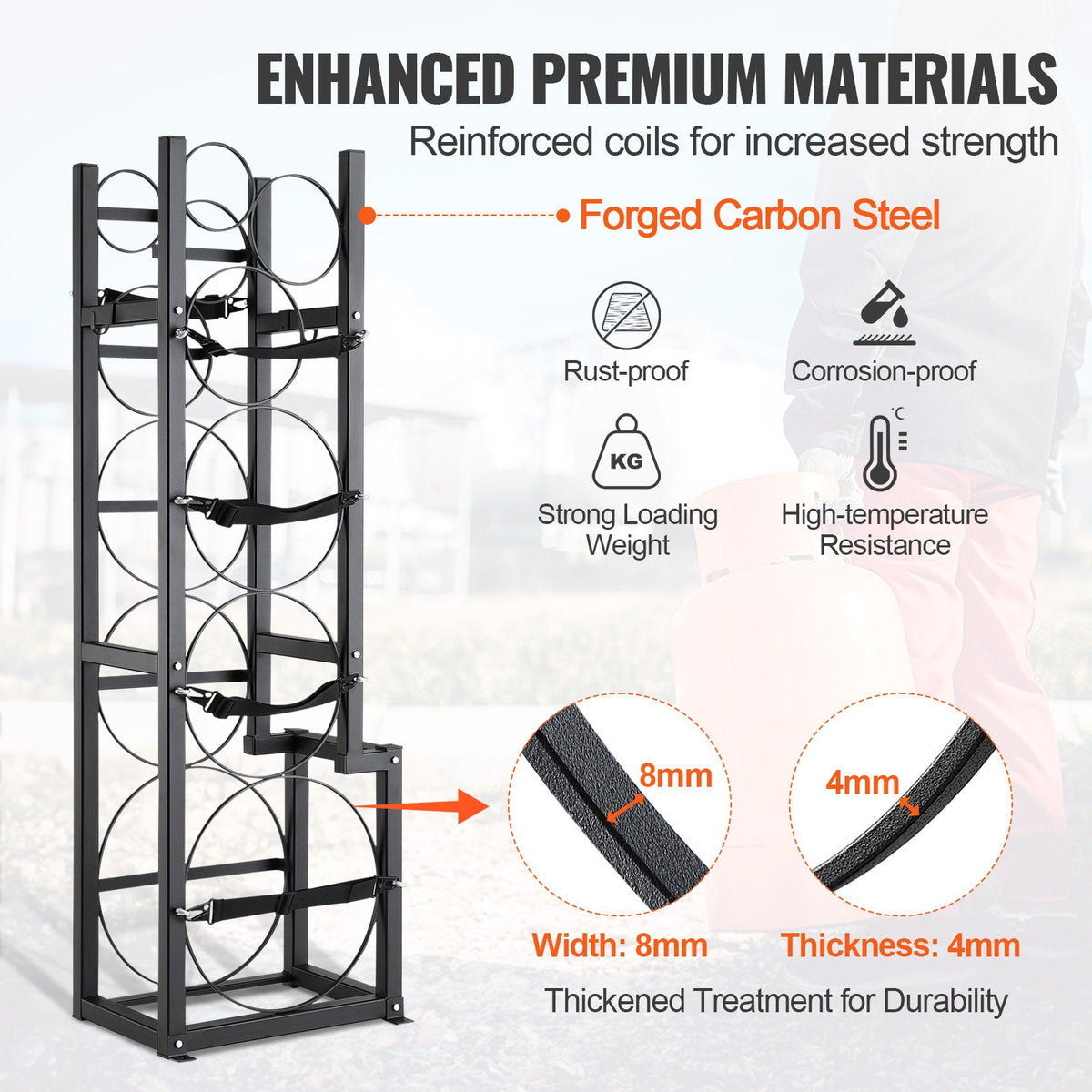 Refrigerant Tank Rack, with 1 x 50lb, 2 x 30lb and Other 3 Small Bottle Tanks, Cylinder Tank Rack V952-QPCFJ380MM30YZUVTV0
