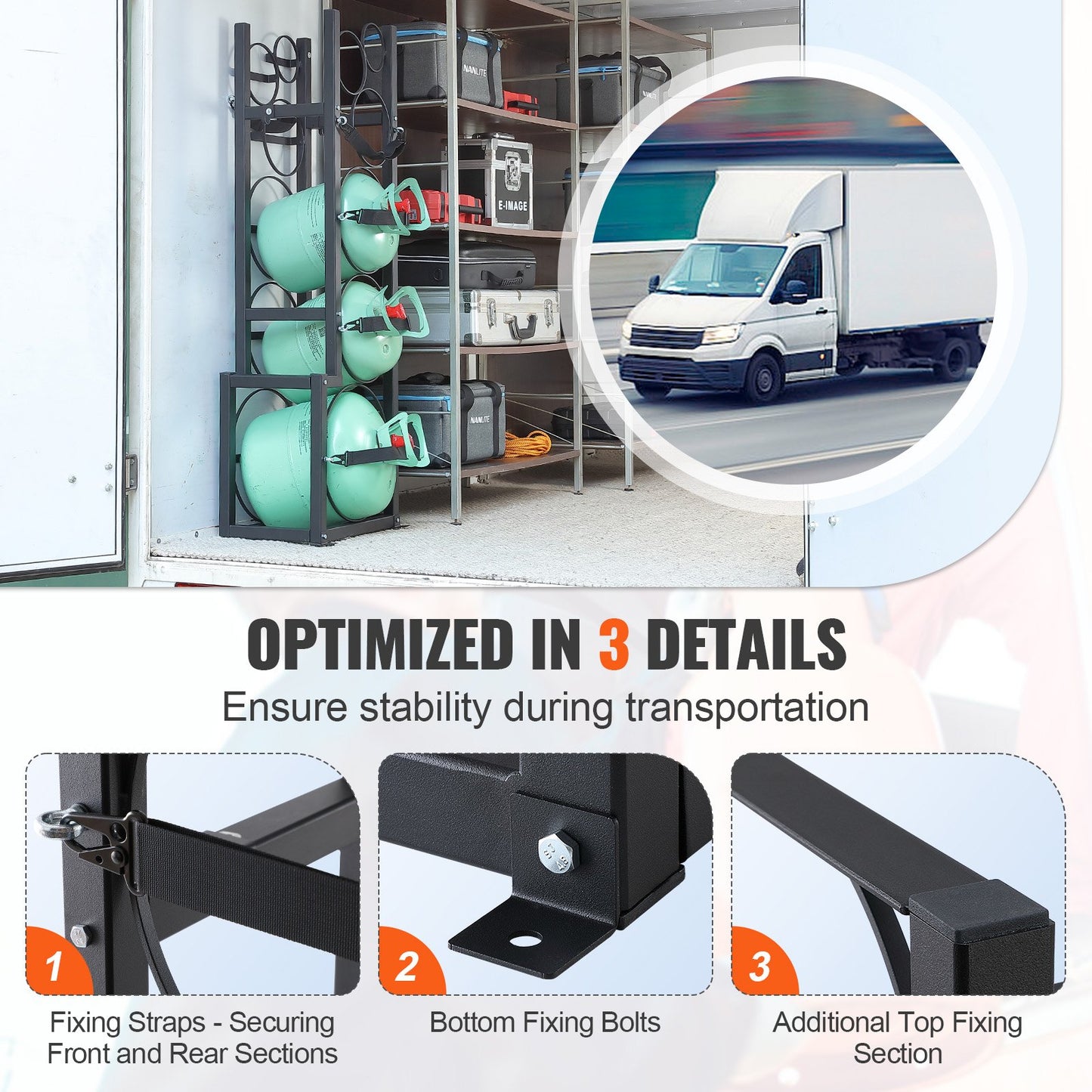 Refrigerant Tank Rack, with 1 x 50lb, 2 x 30lb and Other 3 Small Bottle Tanks, Cylinder Tank Rack V952-QPCFJ380MM30YZUVTV0
