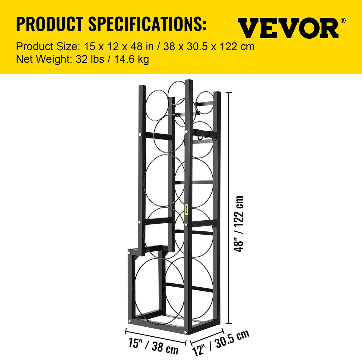 Refrigerant Tank Rack Cylinder Tank Rack w/ 1*50lb 2*30lb &3 Small Bottles V952-QPJ1X50BJ2X30B001V0