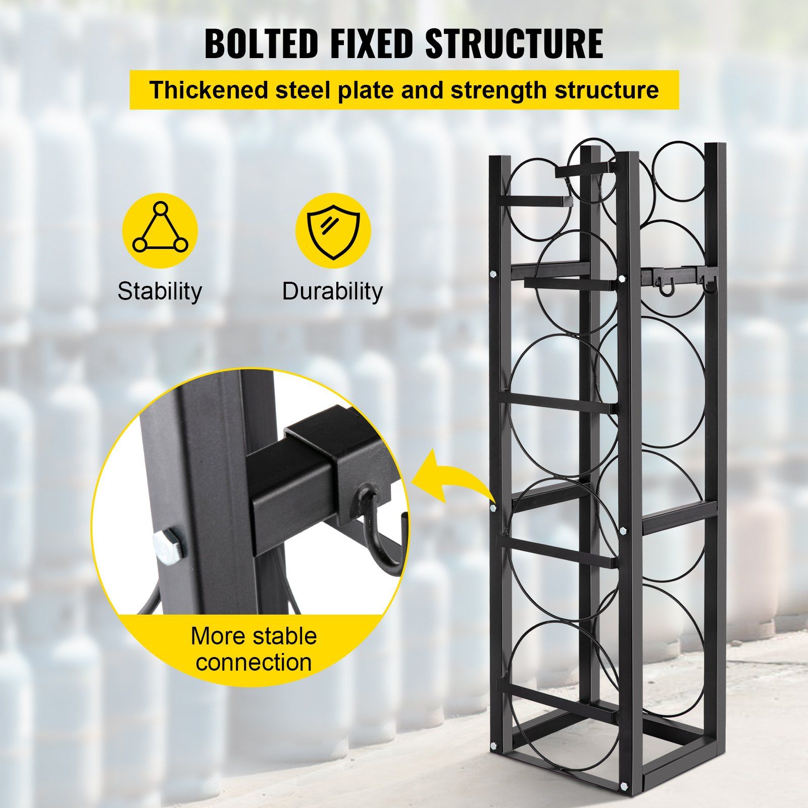 Refrigerant Tank Rack with 3x30lb and Other 3 Saving Space, Cylinder Tank Rack 46x13x4-inch, Refrigerant V952-QPJ3X30BJQT000001V0