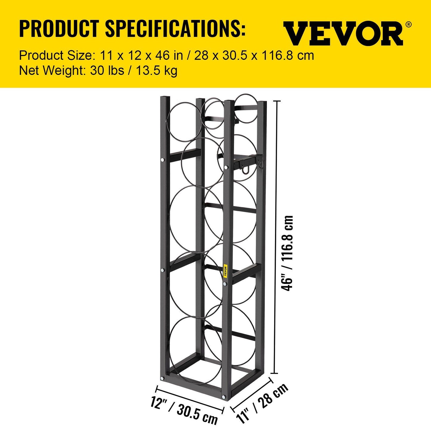 Refrigerant Tank Rack with 3x30lb and Other 3 Saving Space, Cylinder Tank Rack 46x13x4-inch, Refrigerant V952-QPJ3X30BJQT000001V0
