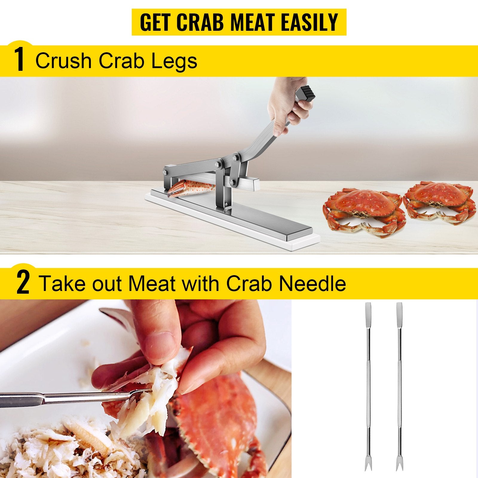 Stone Crab Cracker with 2 Seafood Picks, Aluminum & Stainless Steel Construction Shellfish Shucker, Seafood V952-QQJFXBDDWC609556RV0