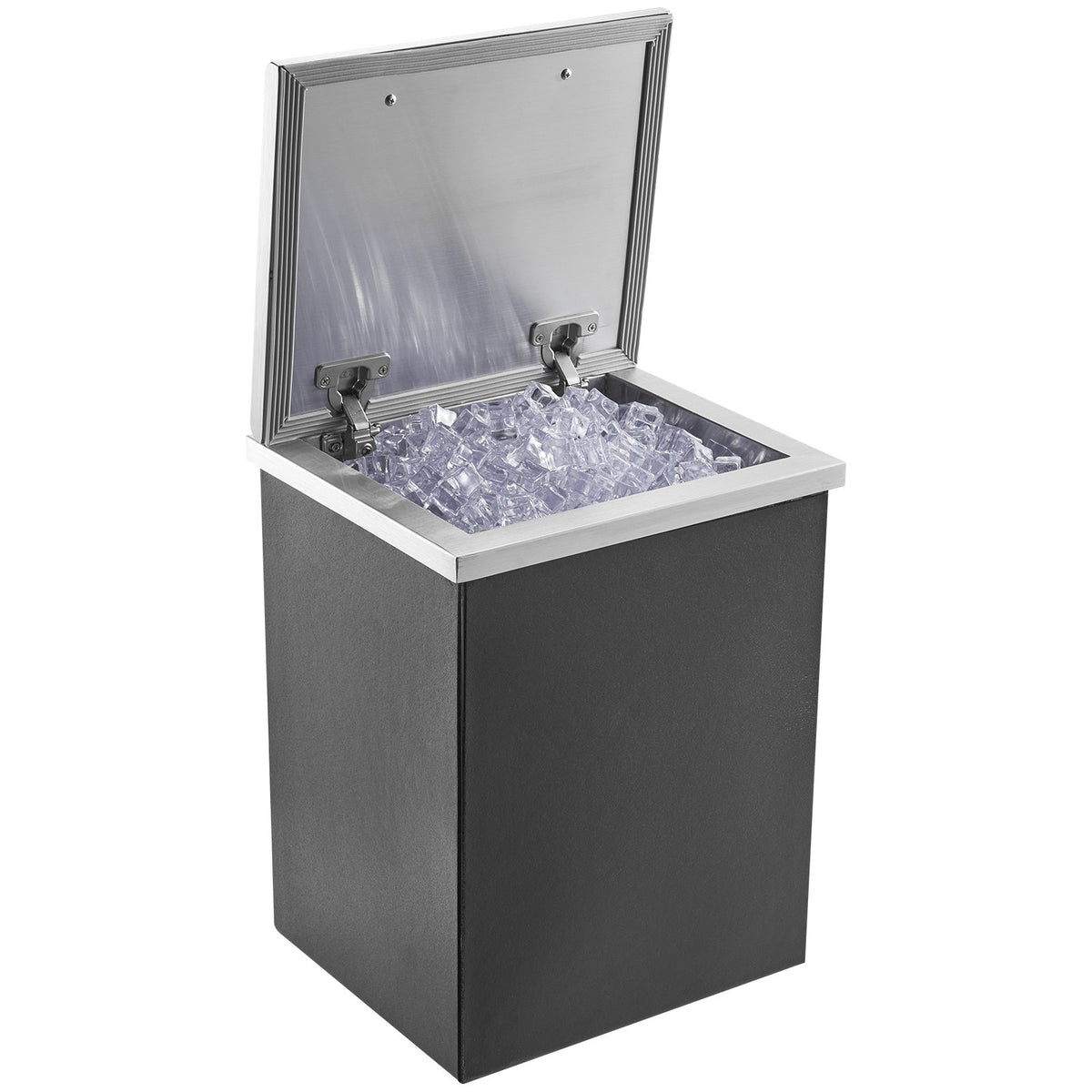 Drop in Ice Chest, 14"L x 12"W x 18"H Stainless Steel Ice Cooler, Commercial Ice Bin with Hinged Cover, 40 qt V952-QRSCBC14LX12BI5H8V0